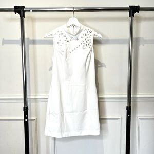 Mock neck white dress